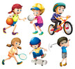 Kids doing sports cartoon vector free download