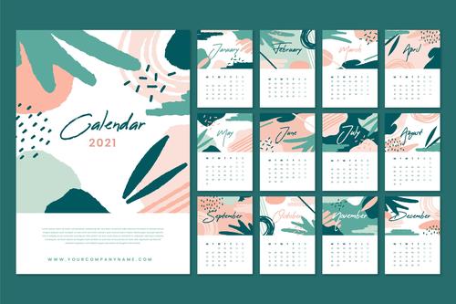 2021 abstract new year calendar vector