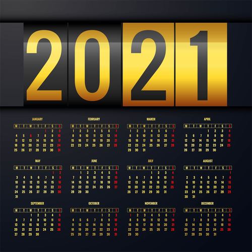 2021 calendar layout template background vector