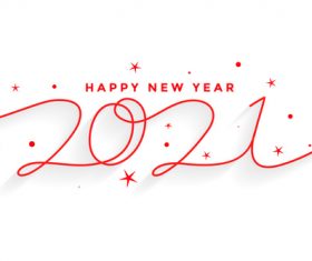 2021 happy new year line style lettering background vector