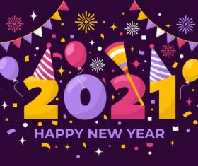 2021 new year background flat design vector