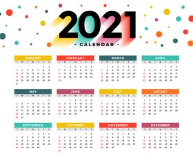 2021 new year calendar template vector