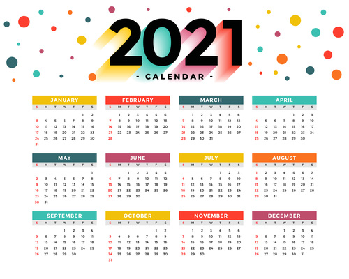 2021 new year calendar template vector