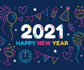 2021 new year hand drawn greeting card vector