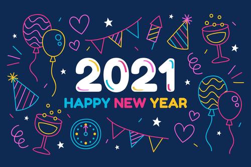 2021 new year hand drawn greeting card vector