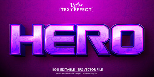 3d purple gradient editable text style effect vector