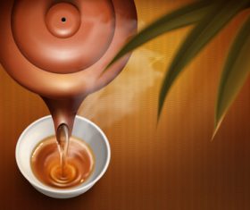 A cup of fragrant black tea advertising vector