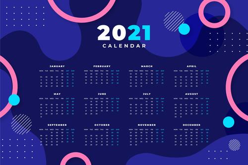 Abstract 2021 calendar template with photo vector