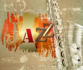 Abstract background with saxophone and word Jazz vector