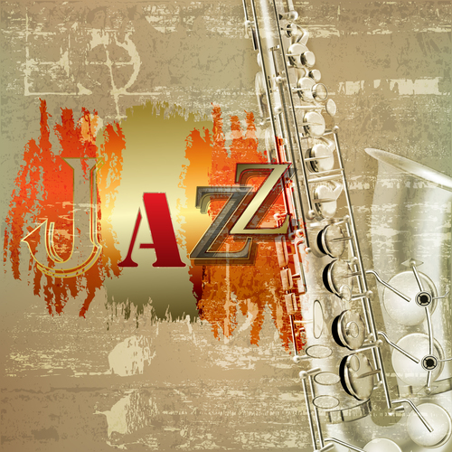 Abstract background with saxophone and word Jazz vector