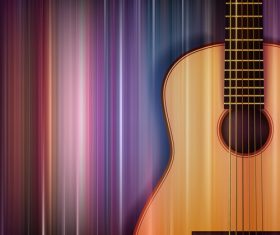 Abstract blue music background with acoustic guitar vector