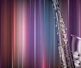 Abstract blue music background with saxophone vector