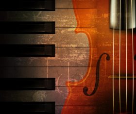 Abstract brown grunge music background with violin vector