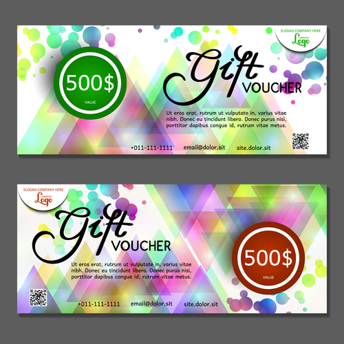 Abstract colorful geometric background gift card voucher vector