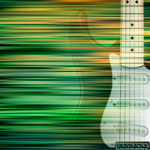 Abstract green blur background with electric guitar vector