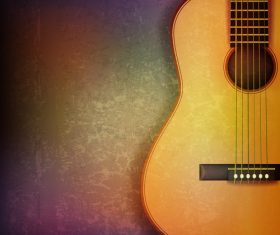 Abstract grunge music background with acoustic guitar vector illustration