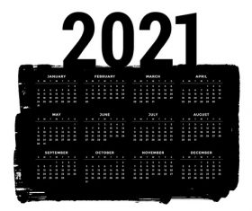 Abstract grunge style black 2021 calendar design template vector