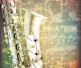 Abstract grunge vintage background with saxophone vector