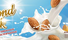 Almond milk advertising vector