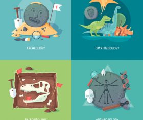 Archeology flat banner set vector