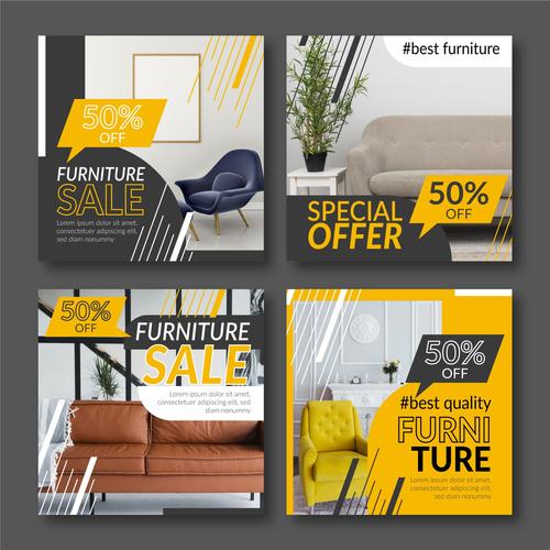 Best quality furniture promotional flyer vector