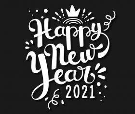 Black background white font new year greeting card vector