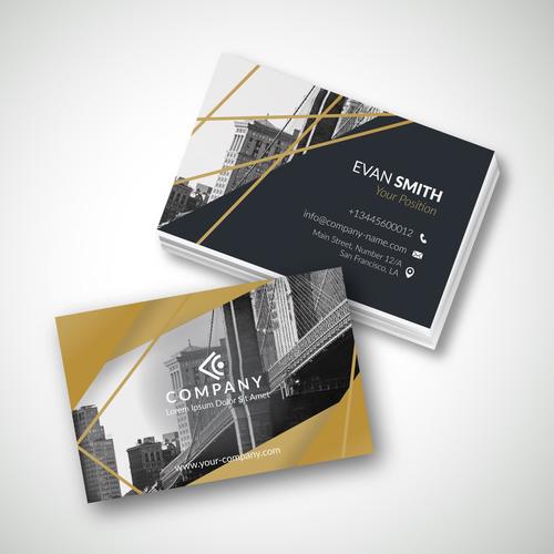 Black modern template business card design vector