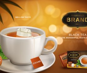 Black tea the wonderful taste of life advertising vector