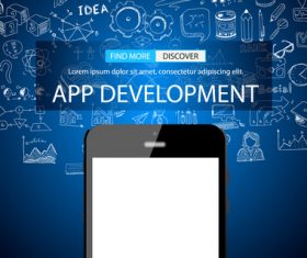 Blue background app development information vector