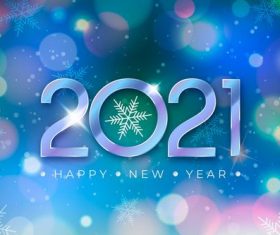 Blue background snowflakes 2021 new year background vector