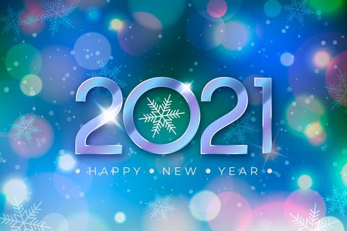 Blue background snowflakes 2021 new year background vector