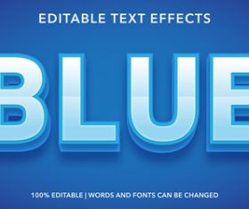 Blue editable font effect text vector