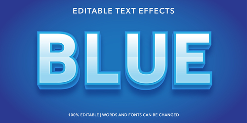 Blue editable font effect text vector