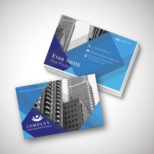 Blue modern template business card design vector
