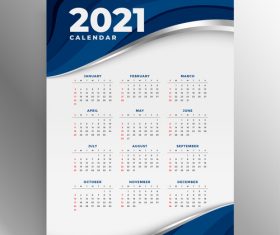 Blue stripes 2021 new year calendar vector