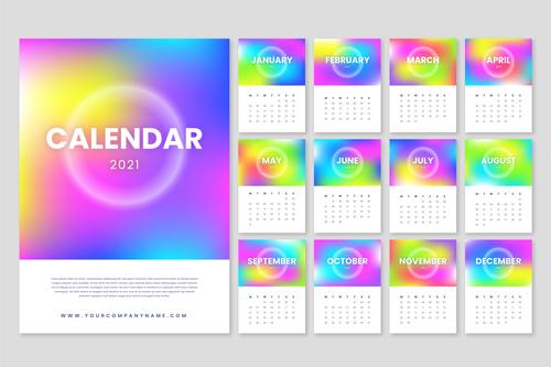 Blurred new year 2021 calendar vector