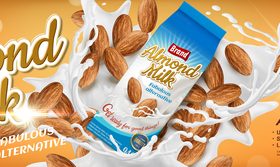 Brand almond milk advertising vector