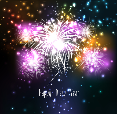 Bright and colorful fireworks vector