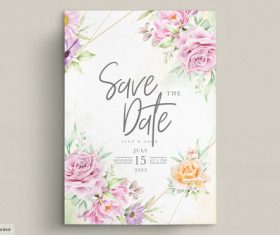 Bright flowers wedding cards and invitations vector