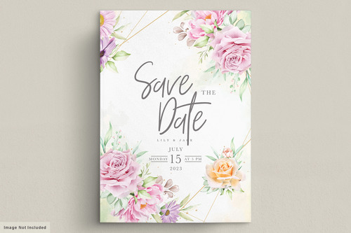 Bright flowers wedding cards and invitations vector