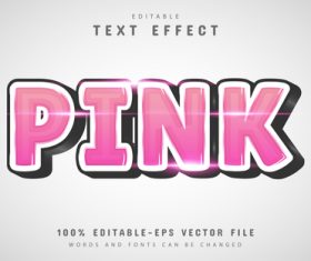 Bright pink 3d editable text style effect vector