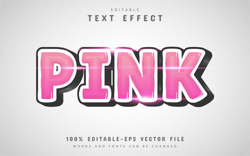 Bright pink 3d editable text style effect vector