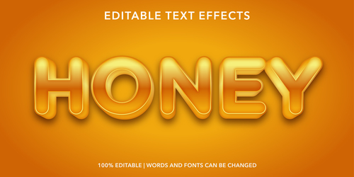 Bright yellow editable font effect text vector