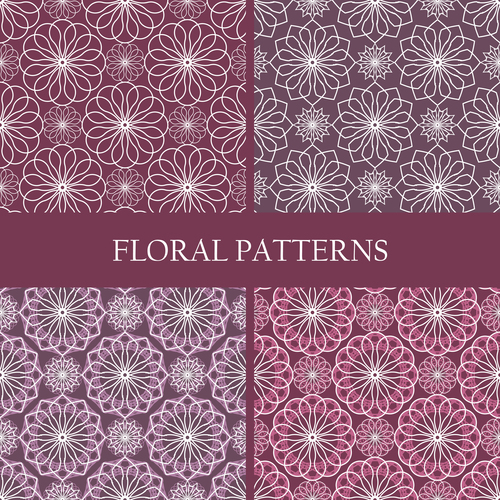 Brown flowers patterns geometric vector