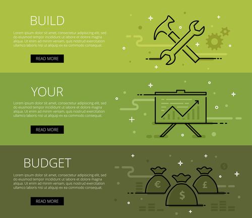 Build your budget vector web banners set