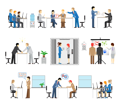 Business cooperation research and development cartoon vector