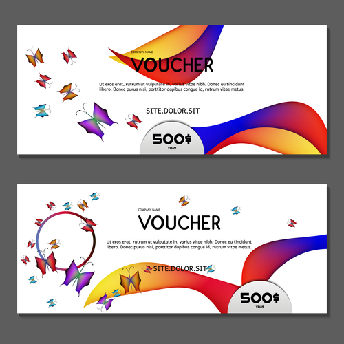 Butterfly background gift card voucher vector