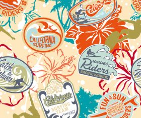 California surfing label vector