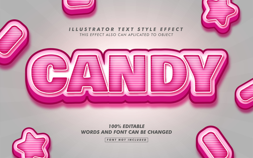 Candy illustrator text style effect vector