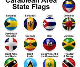 Caribbean area state flags vector